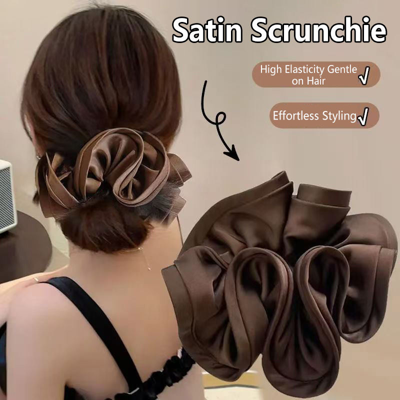Satin Bow Tie - Korean Satin Scrunchies Elastic Hair Band
