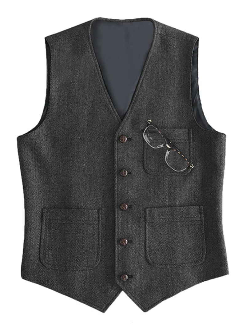 Formal Vest Waistcoat - Men's Suit Formal V Neck Wool