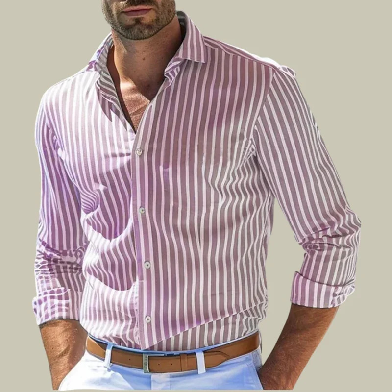 Y2K Formal Wear Men - Men's slim-fit striped lapel long-sleeved formal