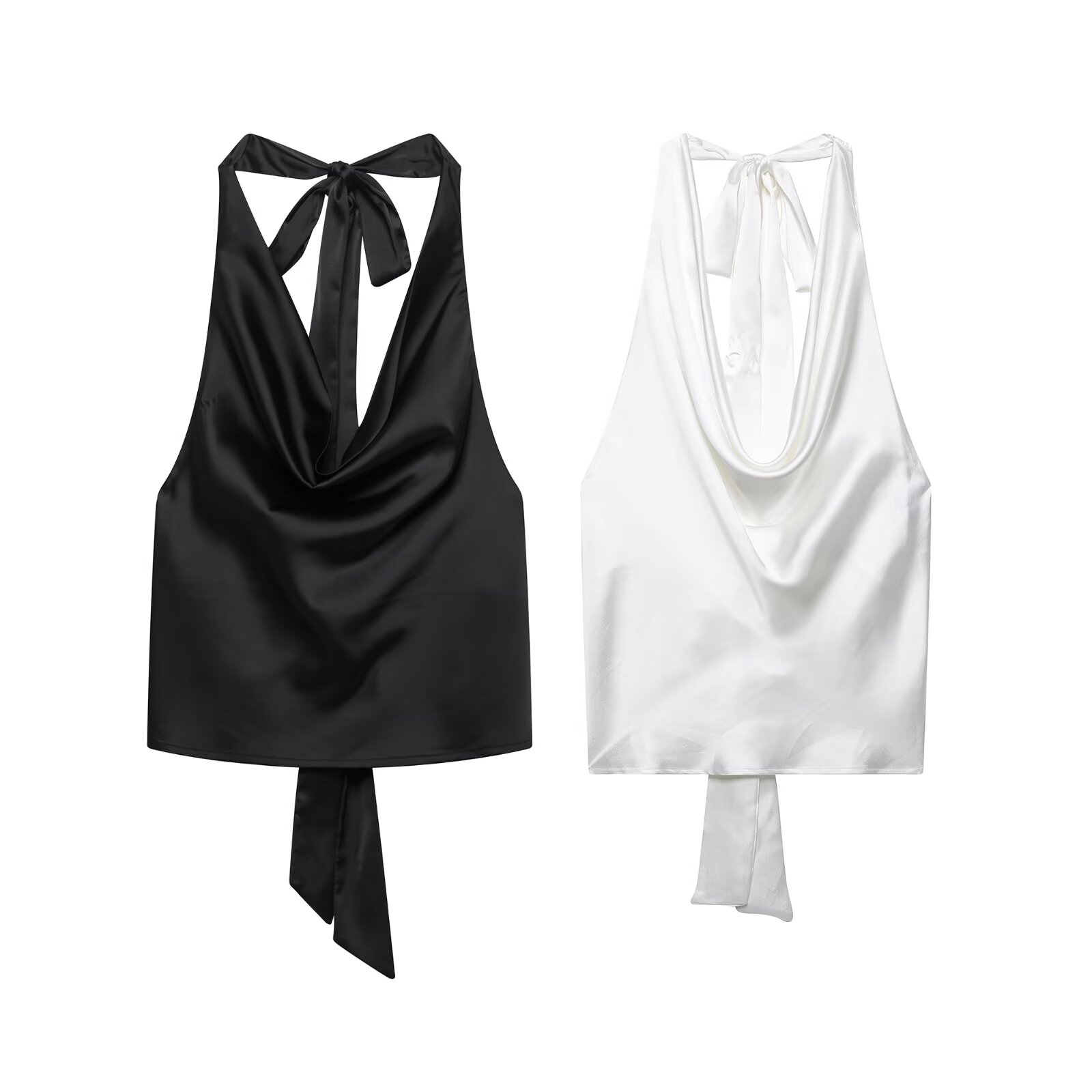 Satin Bow Tie - Zevity 2025 Women Sexy Sleeveless Backless