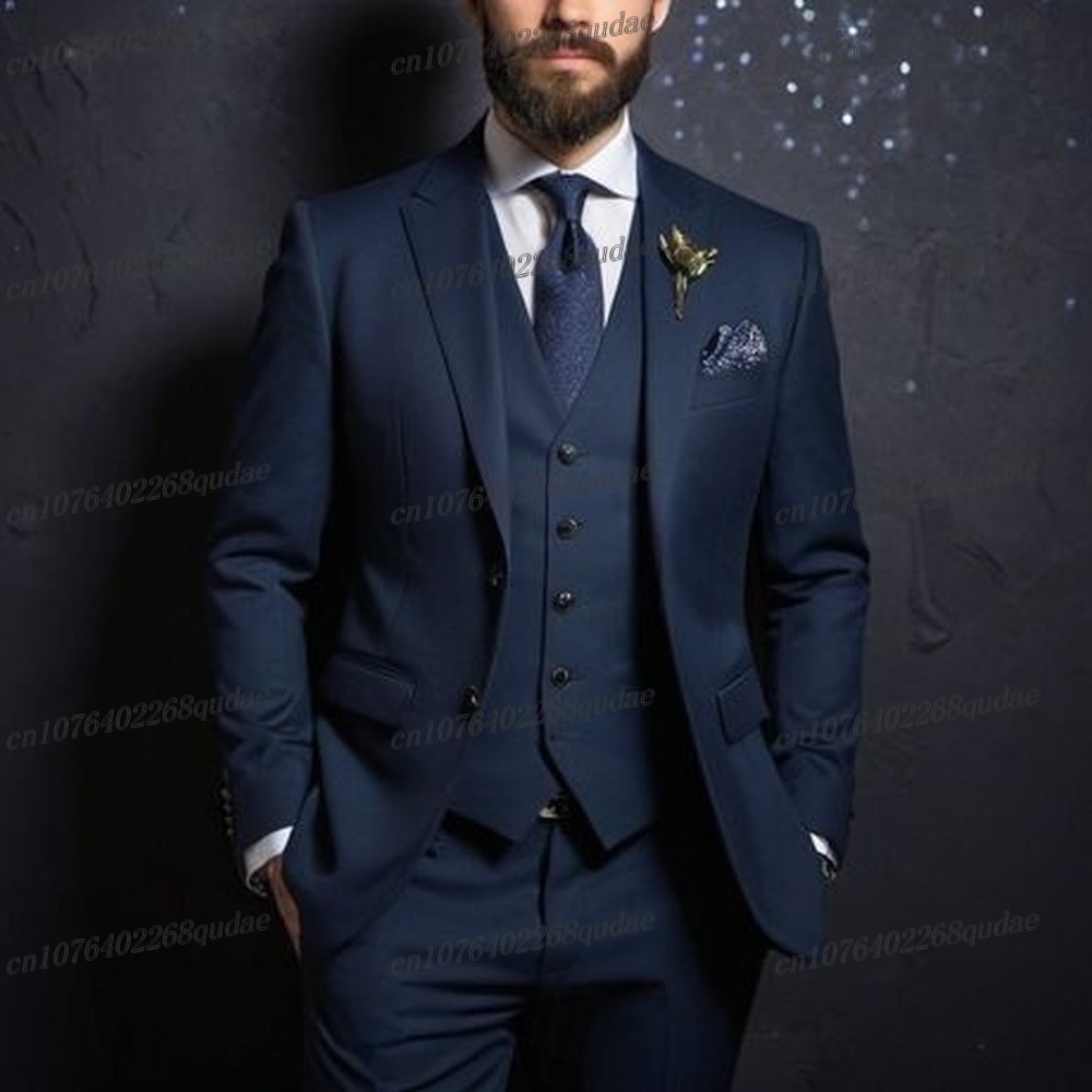 Men'S Formal Wear - New Navy Blue Formal Men Suit