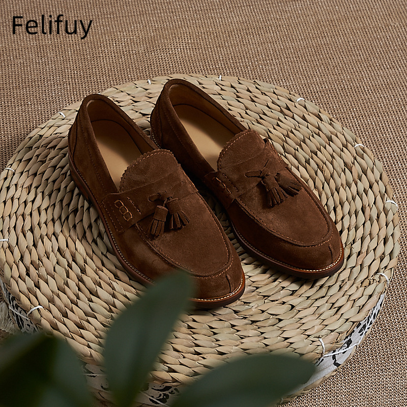 Men Formal Wear Dress - New Brown Men Flat Loafers Cow