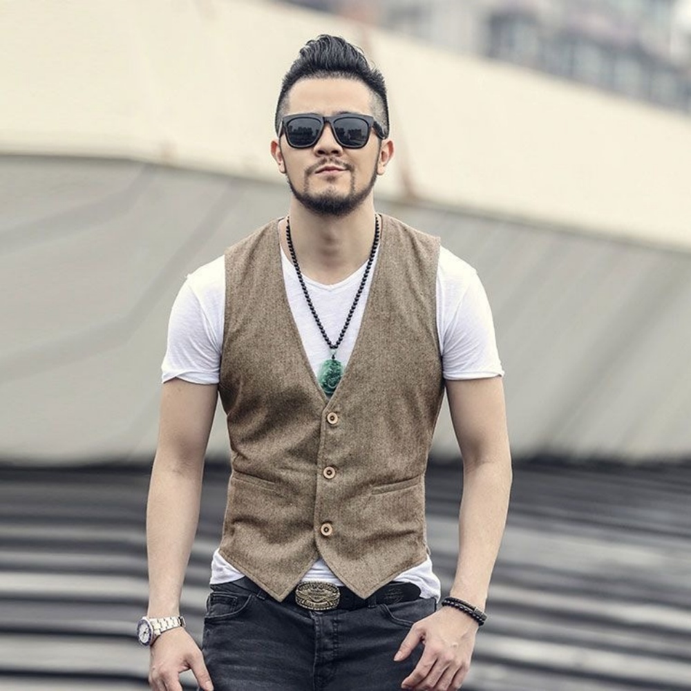 Formal Vest Waistcoat - V Neck Men's Linen Vest Single