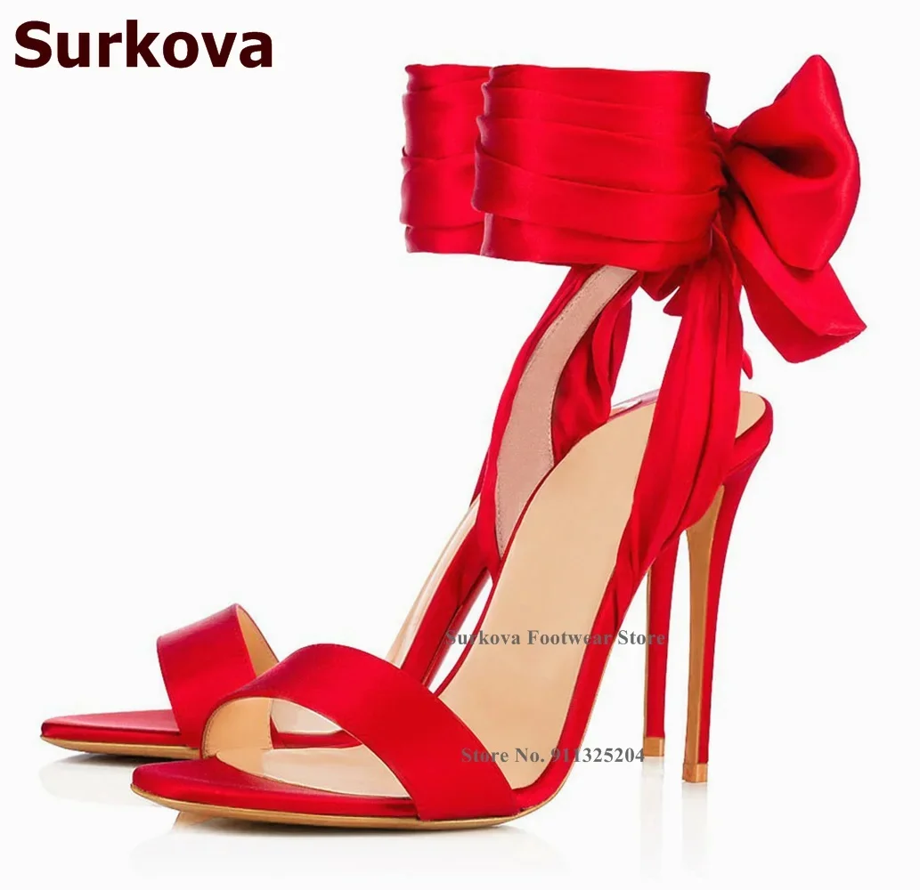 Satin Bow Tie - Surkova Nóng Đỏ Chất Liệu Vải
