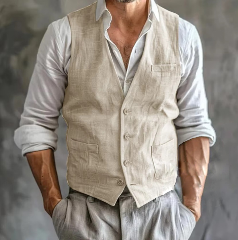 Men's Linen Vest Summer Male G - đánh giá và giá Formal Vest Waistcoat