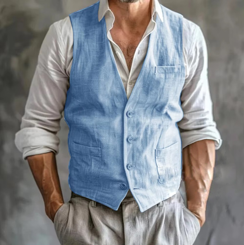 Men's Linen Vest Summer Male G - đánh giá và giá Formal Vest Waistcoat