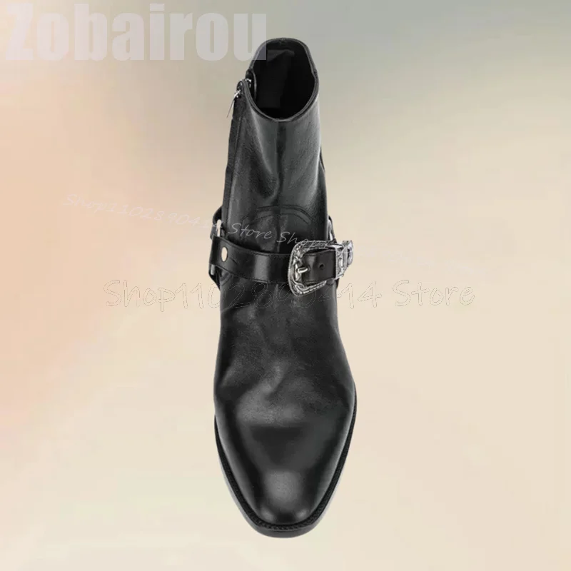 Black Buckle Decor Square Toe  - đánh giá và giá Men'S Luxury Formal Wear