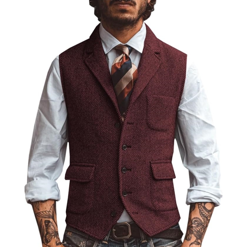 New V Neck Lapel Men's Suits V - đánh giá và giá Formal Vest Waistcoat