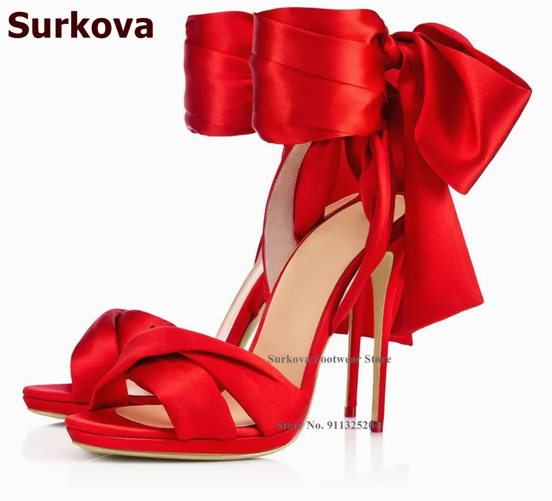 Surkova Nóng Đỏ Chất Liệu Vải  - đánh giá và giá Satin Bow Tie