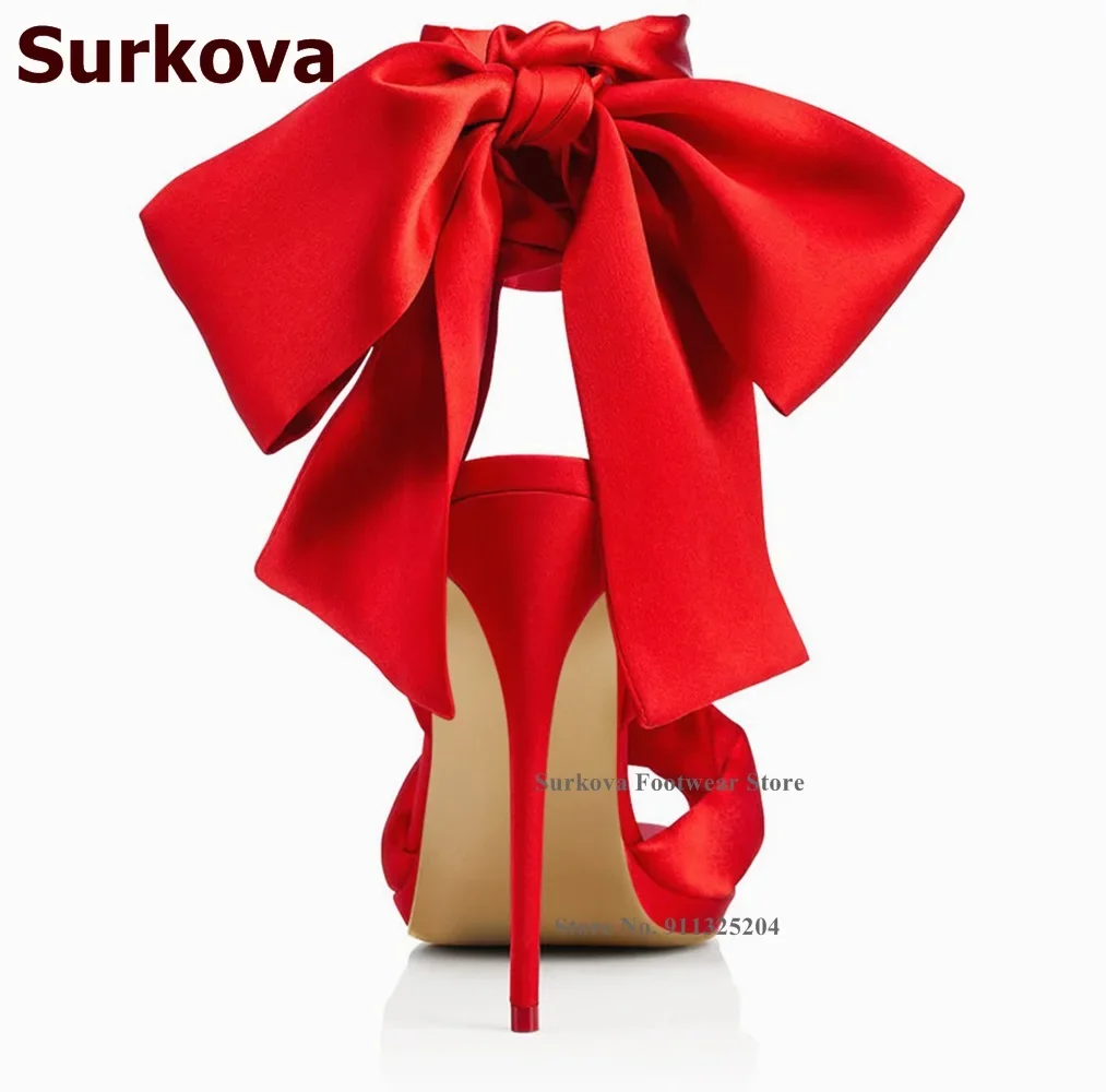 Surkova Nóng Đỏ Chất Liệu Vải  - đánh giá và giá Satin Bow Tie