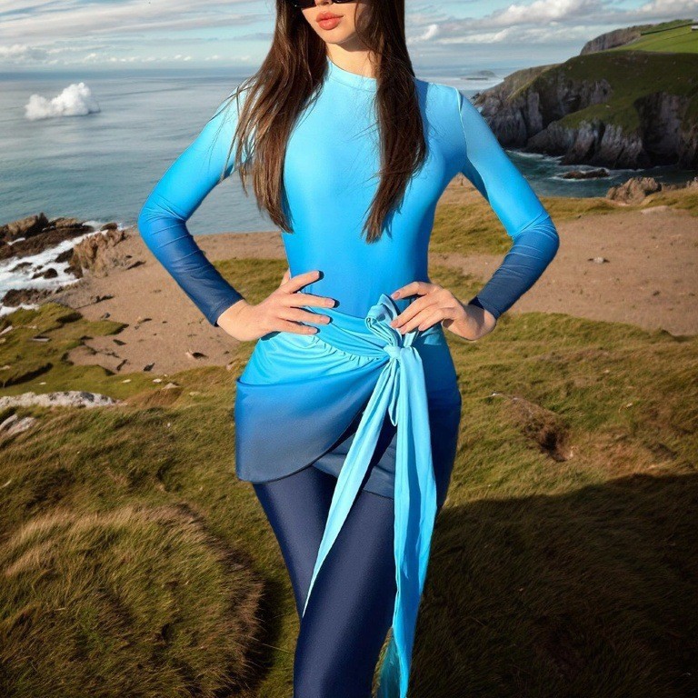 Blue Long Sleeve Swimsuit High - đánh giá và giá Slim Fit Suit Set