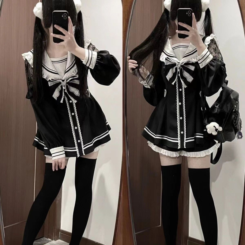 Jirai Kei Sailor Black Dress L - đánh giá và giá Slim Fit Suit Set
