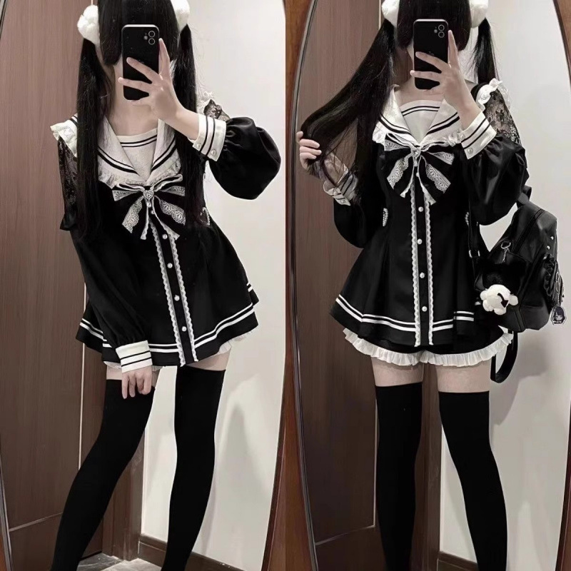 Jirai Kei Sailor Black Dress L - đánh giá và giá Slim Fit Suit Set