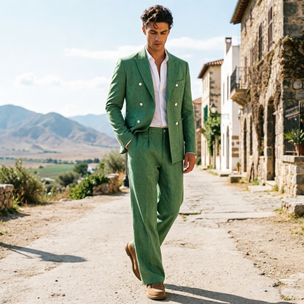 Sage Green Linen Men Suits Rel - đánh giá và giá Men'S Relaxed Formal Wear